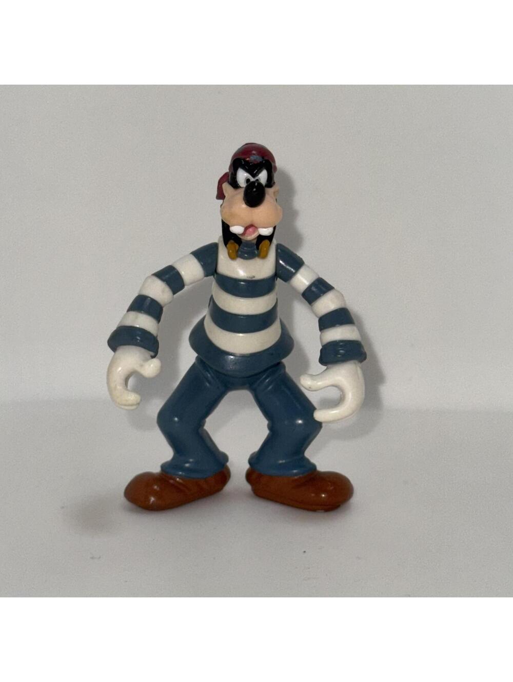 Vintage Disney Pirate Goofy PVC Figure Cake Topper Rubber Toy Striped Shirt